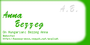 anna bezzeg business card